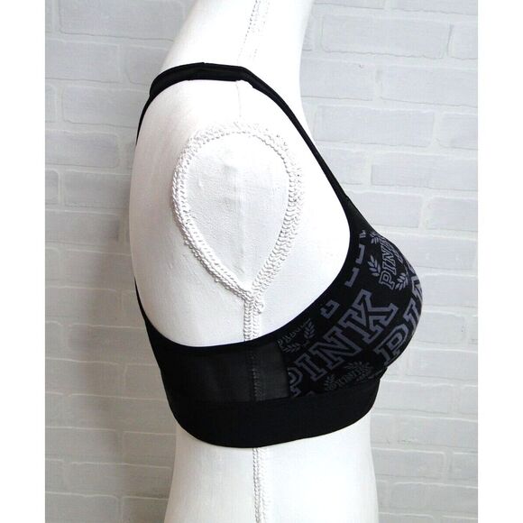 Victoria's Secret Pink Women's Ultimate  sports bra Mesh Black Silver Metallic M - Picture 4 of 5